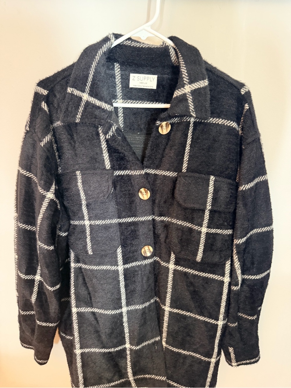 Z Supply Black Windowpane eyelash shacket